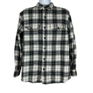Red Head Brand Men's Plaid Button Down Shirt Size L Black Long Sleeved